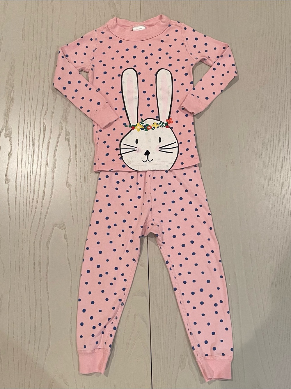 Hanna Andersson HannaJams Long John Pajama Set Easter Bunny Happy Pink Size 3 90
